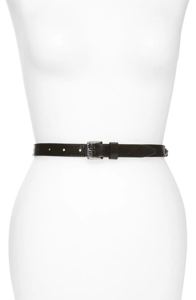 Rebecca Minkoff Laced Chain Panel Leather Belt In Black