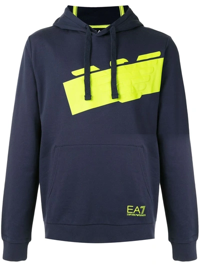 Ea7 Logo Detail Hoodie In Blue