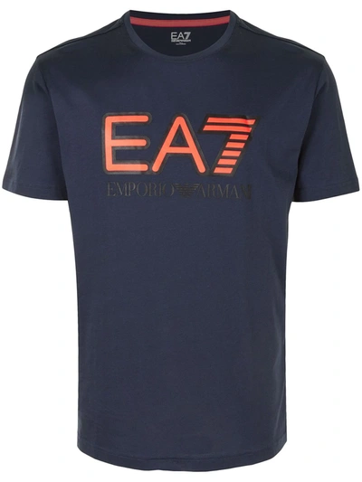 Ea7 Logo Print T-shirt In Blue