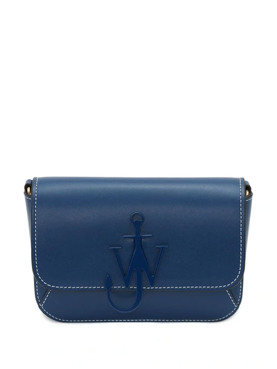 Jw Anderson Chain Anchor Midi Leather Shoulder Bag In Blue