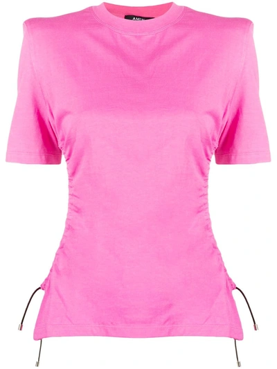 Amen Structured-shoulder Cutout Top In Pink