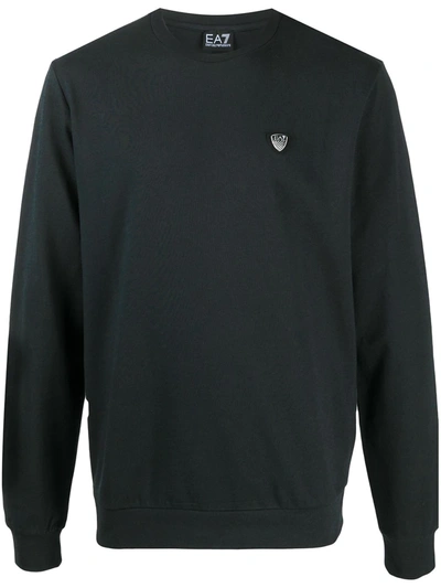 Ea7 Logo-patch Long-sleeve Sweatshirt In Blue