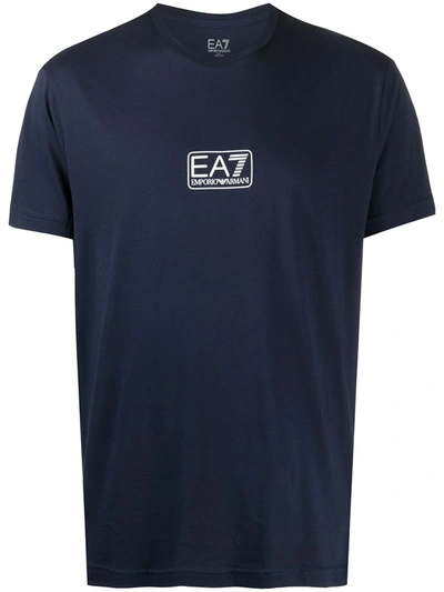 Ea7 Logo Print T-shirt In Blue