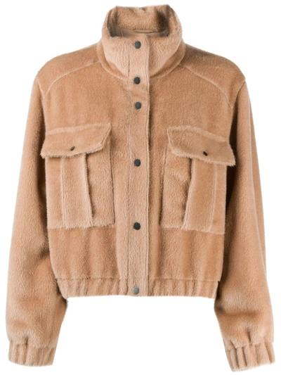 Brunello Cucinelli Fleece Jacket In Neutrals