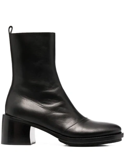 Ann Demeulemeester Chunky Sole Leather Boots In Black