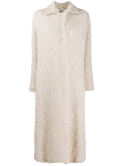 Alysi Long Mohair Coat In Neutrals