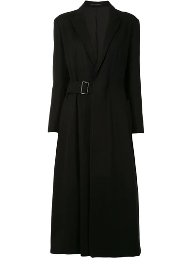 Yohji Yamamoto Flared Single Breasted Coat In Black