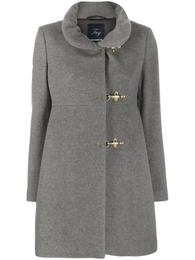 Fay High-neck Single-breasted Duffle Coat In Grigio