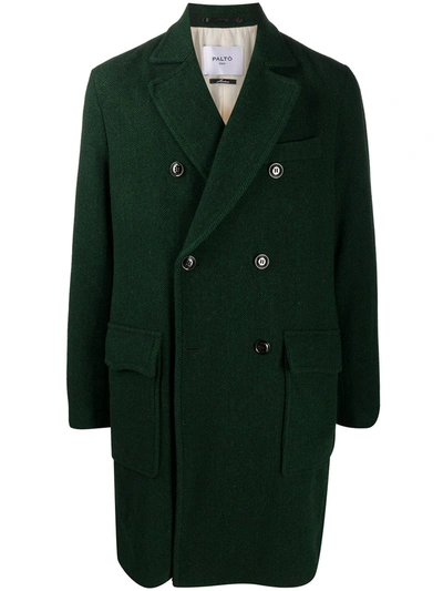 Paltò Harris-tweed Double-breasted Coat In Green