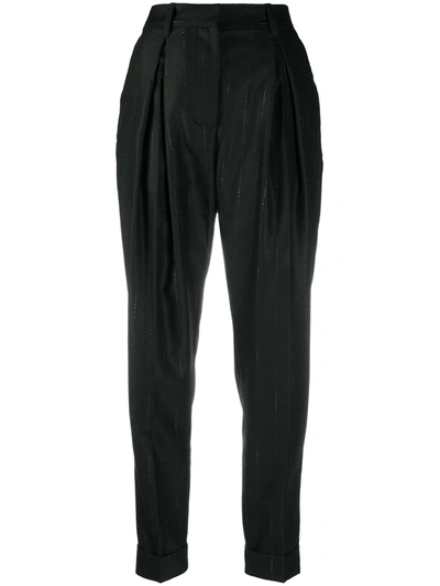 Ann Demeulemeester Striped Tapered Trousers In Black