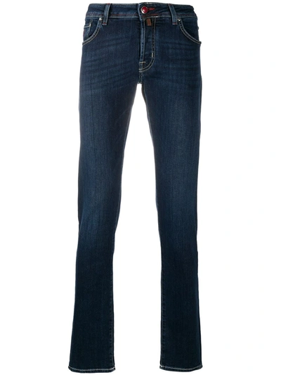 Jacob Cohen Logo-patch Slim-fit Jeans In Blue