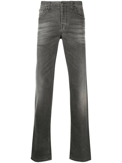 Gucci Distressed Straight-leg Jeans In Grey