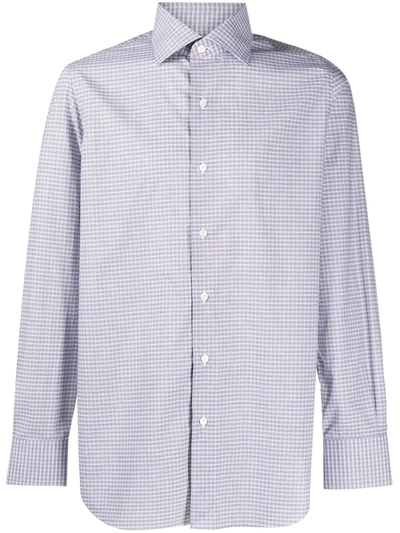 Finamore 1925 Napoli Checked Cotton Shirt In Blue