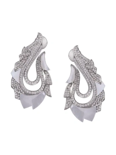 Ananya 18kt White Gold Diamond Mogra Paisley Earrings In Silver