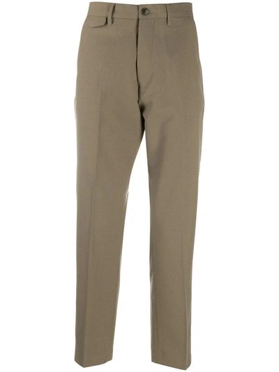 Closed Beige Straight-leg Trousers In Green