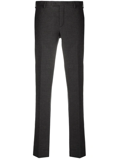 Pt01 Tailored Cut Pressed Crease Trousers In Grey