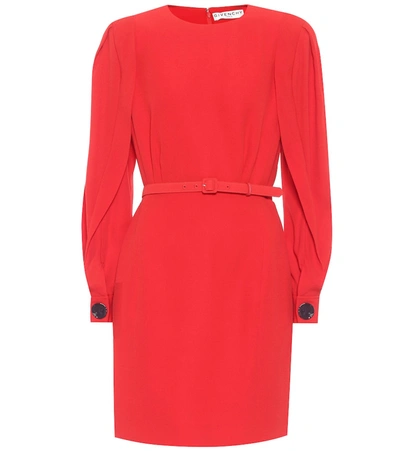 Givenchy Puff-sleeve Belted Dress In Red