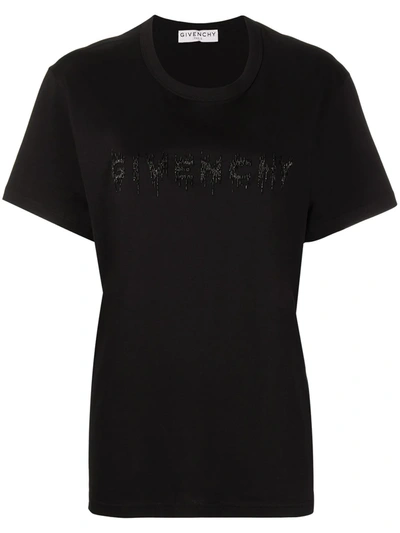 Givenchy Logo Embroidered T-shirt In Black