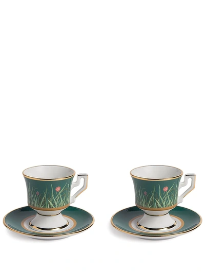La Doublej Espresso Cup-and-saucer Porcelain Set In Multicolor