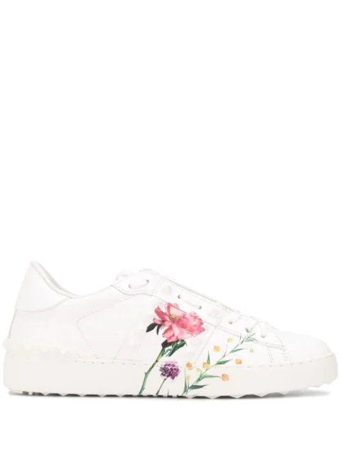 floral leather sneakers