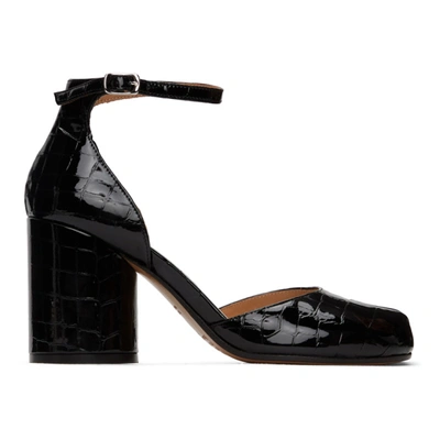 Maison Margiela Black Croc Ankle Strap Heels In T8013 Black