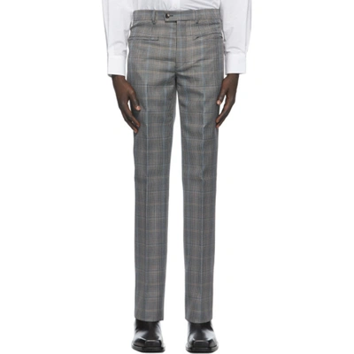 Givenchy Black & Beige Wool Prince Of Wales Trousers In Gray