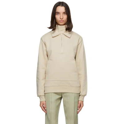 Jacquemus Beige Fleece 'le Double Sweat ' Zip Hoodie