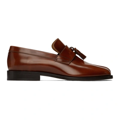 Maison Margiela Brown Leather Tabi Loafers In H8389 Tandr