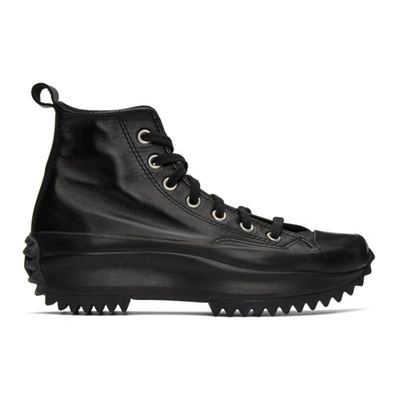 Converse Black Leather Run Star Hike High-top Sneakers In Blk/almblk