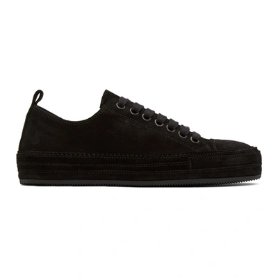 Ann Demeulemeester Black Distressed Suede Sneakers In Scamos Nero