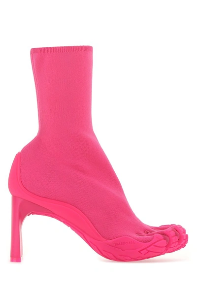 Balenciaga Heeled Toe Knit Boots In Pink