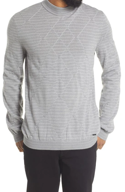 Hugo Sfino Virgin Wool Crewneck Sweater In Silver