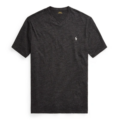 Polo Ralph Lauren Cotton Jersey V-neck T-shirt In Black Marl Heather/c9590