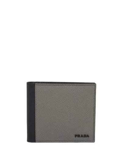 Prada Saffiano Leather Card Holder In Grey
