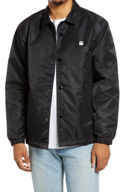 Obey Icon Flight Jacket With Faux Fur Lining In Black