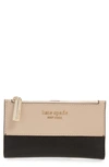 Kate Spade Small Spencer Slim Leather Bifold Wallet In Warm Beige