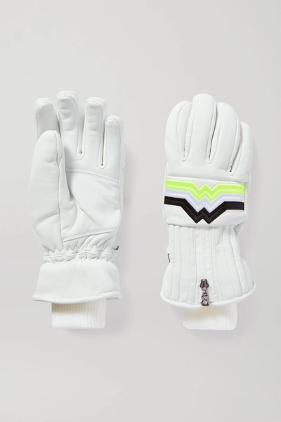 Bogner Zoe Embroidered Leather Ski Gloves In White