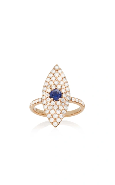 Anita Ko 18k Gold; Diamond And Sapphire Ring