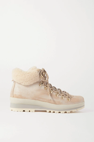 Bogner St. Anton Shearling-lined Nubuck Ankle Boots In White