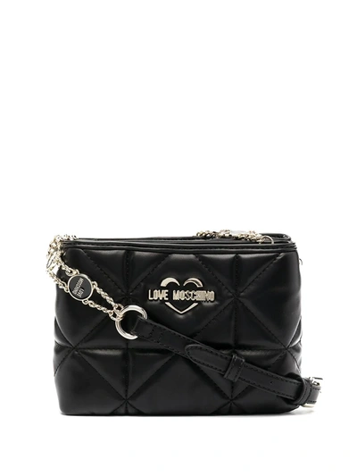 Love Moschino Double-pouch Cross-body Bag In Black