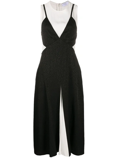 Proenza Schouler White Label Animal Jacquard Layered Sleeveless Midi Dress In Black