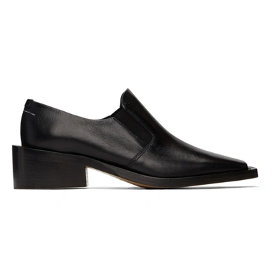 Mm6 Maison Margiela Square-toe Block-heel Leather Loafers In T8013 Black