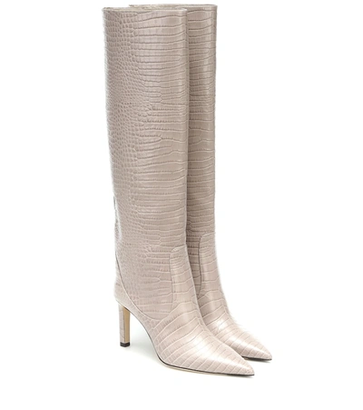 Jimmy Choo Mavis 85 Leather Knee-high Boots In Grey