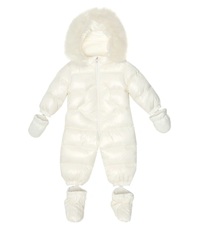 Moncler Baby Pansy Fur-trimmed Down Snowsuit In White