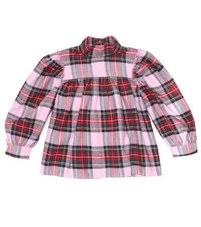 Morley Kids' Martha Checked Cotton Top In Pink