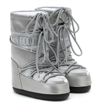 Moon Boot Girls Teen Silver Logo Snow Boots