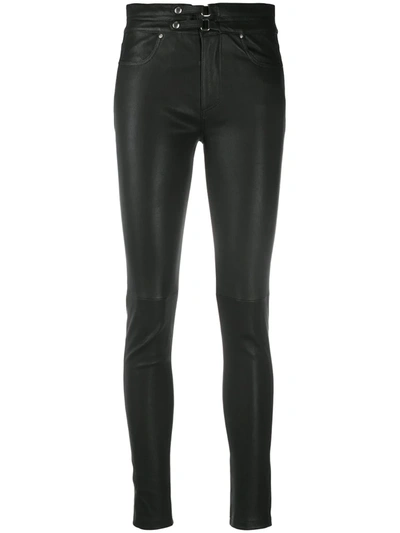 Iro Buckled Leather Trousers In Black