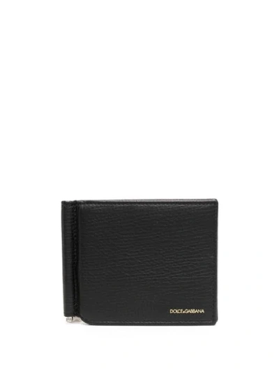 Dolce & Gabbana Money-clip Leather Wallet In Black