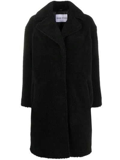 Stand Studio Single Breasted Teddy Jacket In Black