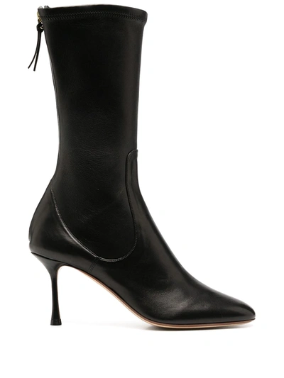 Francesco Russo Rear-zip Pointed Boots In Black